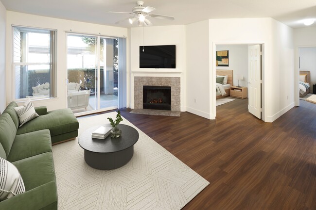 Living room with hard surface flooring (select homes) - eaves RockMeadow