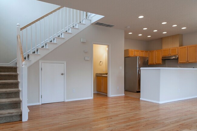 First floor staircase, entry to bathroom and kitchen - 3809 SE 9th Ave