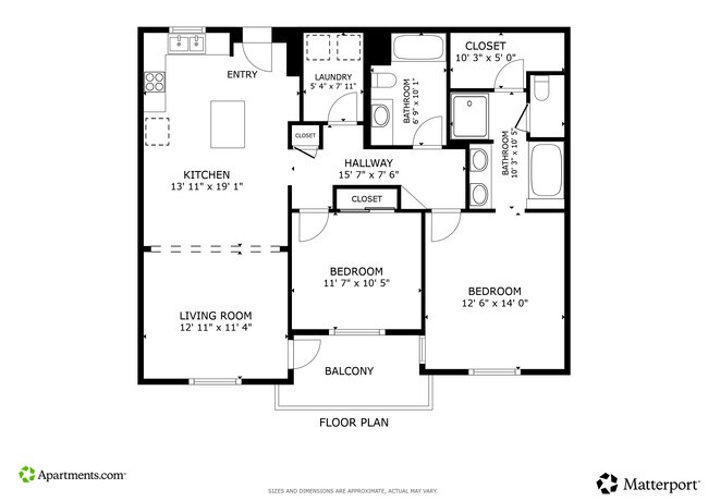 2BR, 2BA - 1,240SF - 800 N 8th St