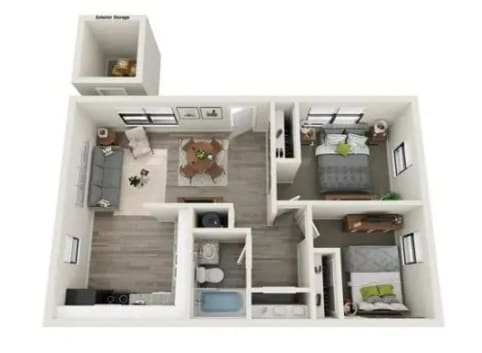 2 bedroom floor plan - Gardens at Chamblee