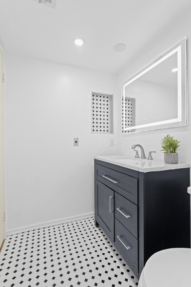New Upstairs Bathroom Vanity & Mirror - 4511 Murietta Ave