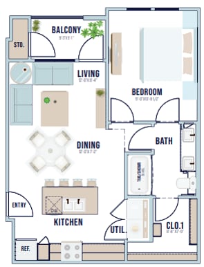 A2 | 670 sq ft - Magnolia Park Apartments