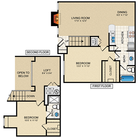 Floorplan - Waterford Place Apartments & Townhomes