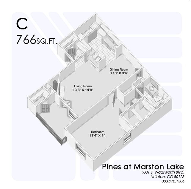 1BR/1BA - Pines at Marston Lake