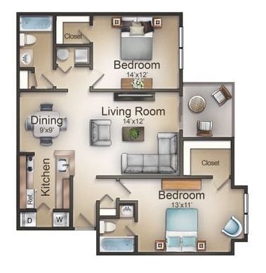 Floorplan - Amber Lake Apartment Homes