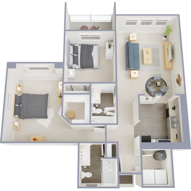 Two bedroom, two bath, 963 square foot apartment - Signature at Promontory Pointe