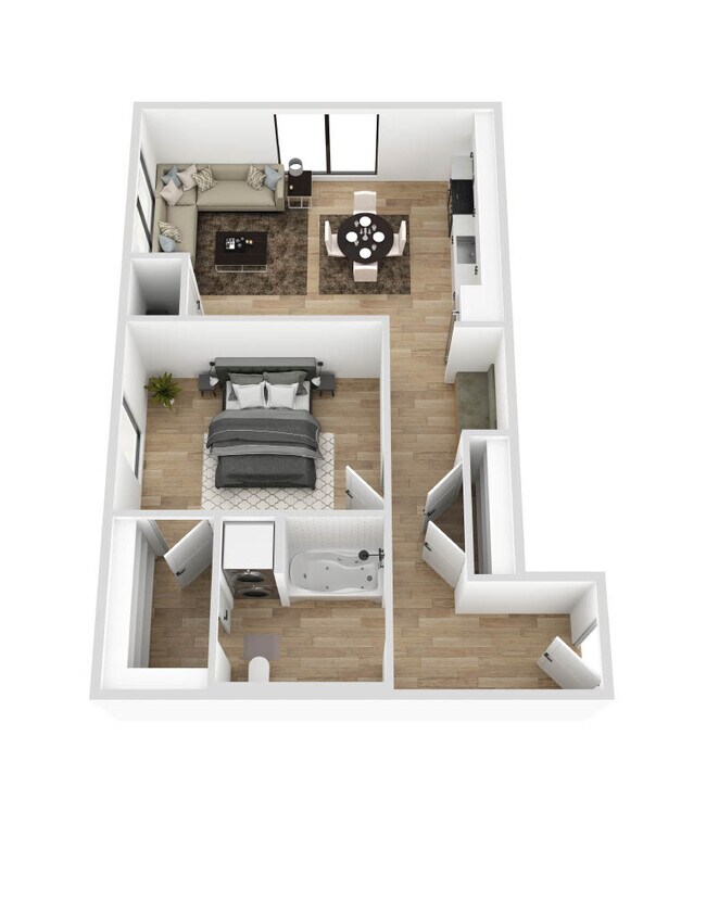 Floor Plan F - 1 Bed/1 Bath - Fuller Park Flats