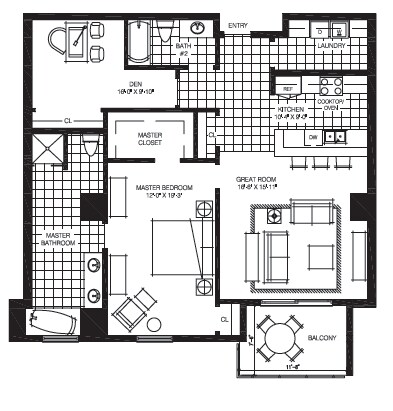 1BR/2BA - The Mark
