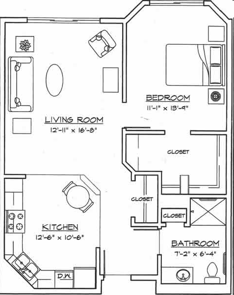 1BR/1BA - Courtyard Village