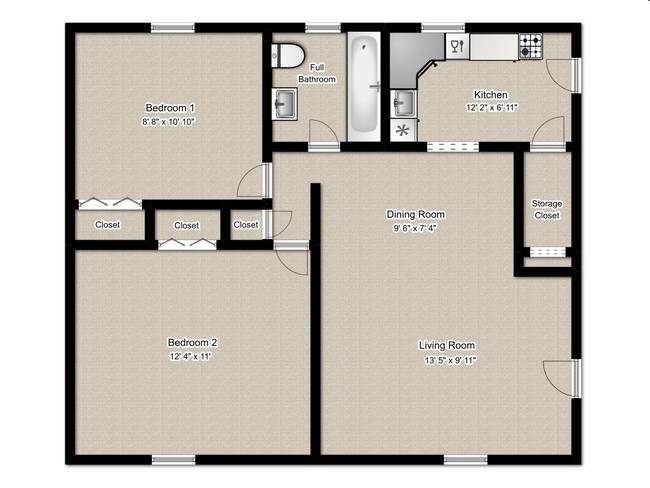 2BR/1BA - Poplar West Apartments