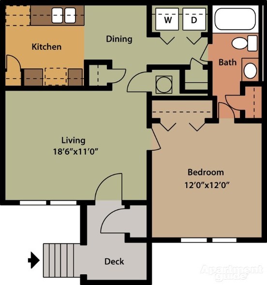 1 Bedroom Floor Plan - Legacy Pointe Apartments