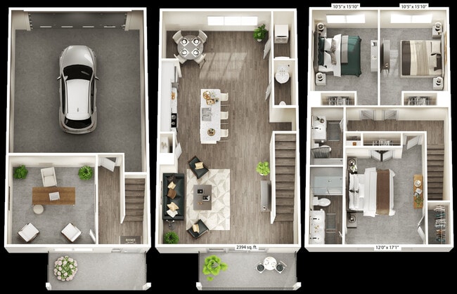 Three-Bedroom-Townhome-B-3BR-TH-B - The Flats at Laurel & Pine