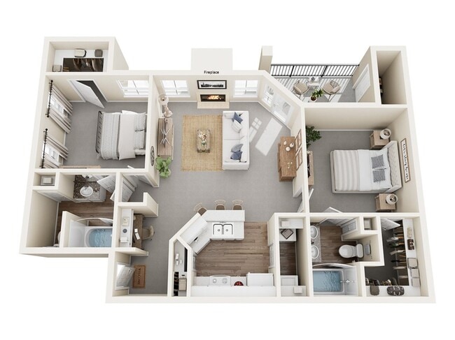 Picasso Floor Plan | 2 Bedroom with 2 Bath | 1032 Square Feet | Stonebriar of Frisco | Apartment Homes - Stonebriar of Frisco