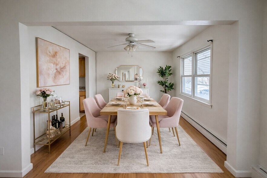 Den/Dining Room - Virtually Staged as a Dining Room to show scale - 626 Middlesex St