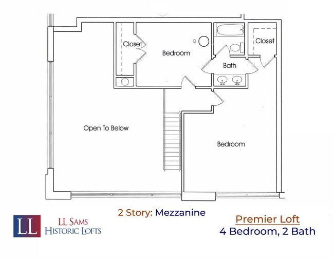 Premier 4-2 Mezzanine Floor Plan - LL Sams Apartments