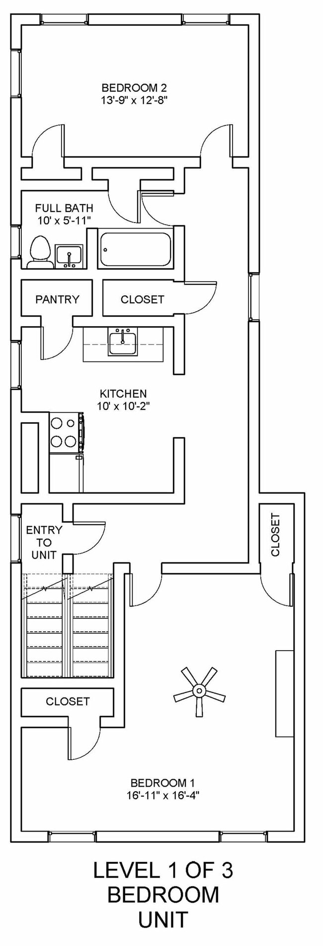 3x1A Floorplan - 2409-2417 W. Clifton Ave