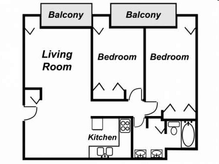 2 bed, 1 bath for 4 people (rate per person) - Haslett Arms Apartments