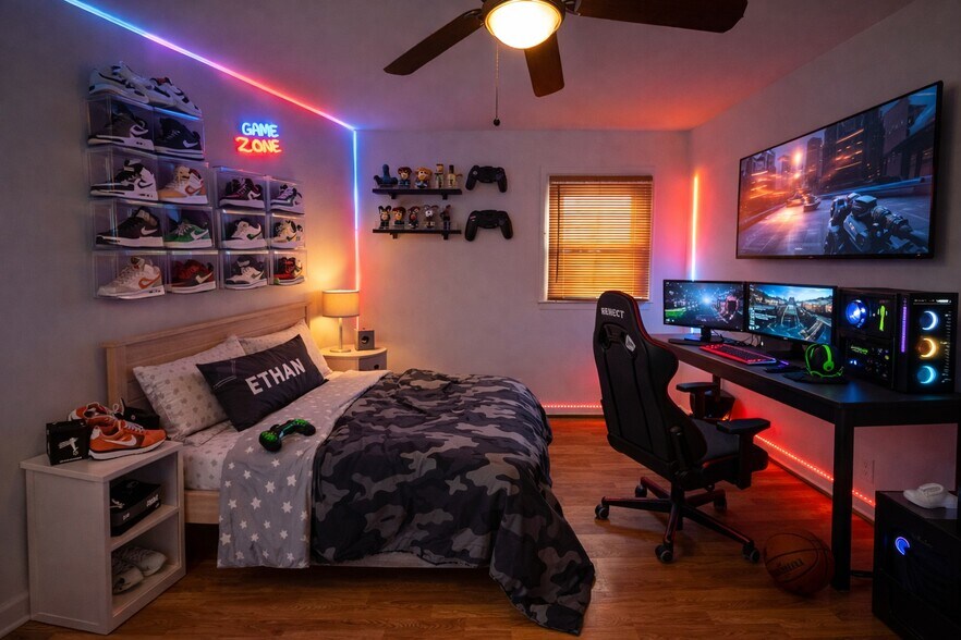 Bedroom #3 Virtually Staged to show scale - 626 Middlesex St