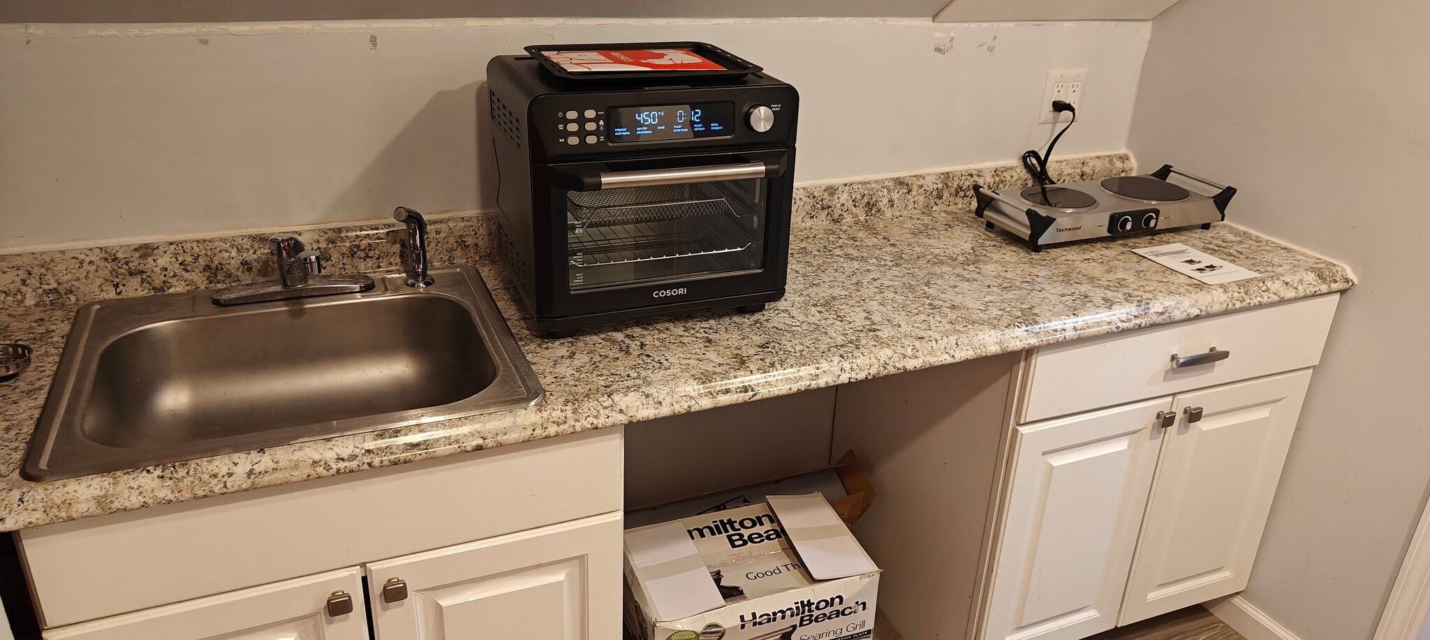 counter with Toaster Oven/Airfryer and Hot Plate - 1117 5th Ave
