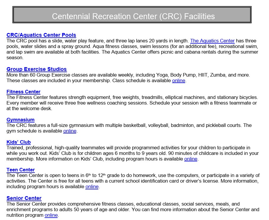 Centennial Rec Ctr - 15925 Piazza Way