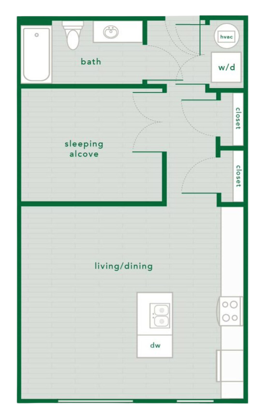 Explore a versatile studio layout that combines style and functionality for modern living. - The Piedmont Raleigh