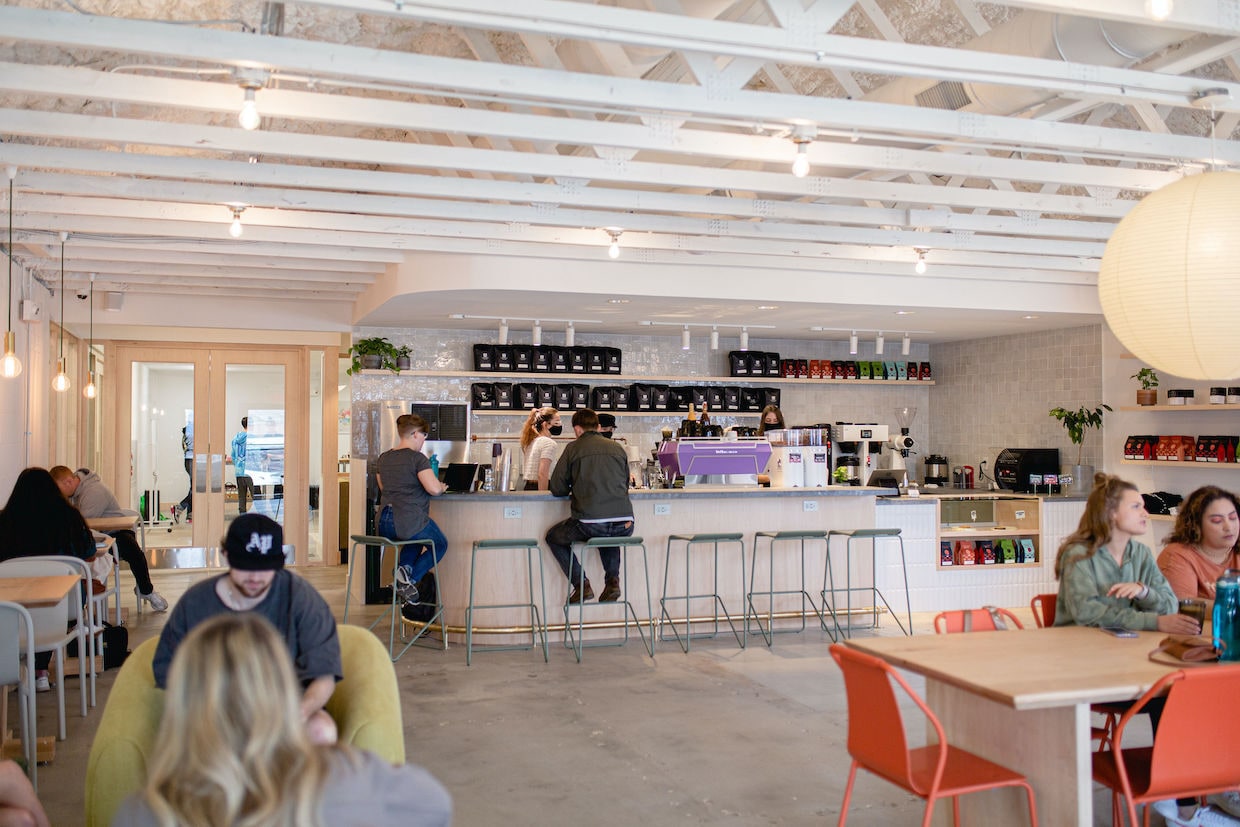 Night Swim Coffee offers thoughtfully brewed coffee in a stylish, light-filled space. - 1421 Lithium Ln