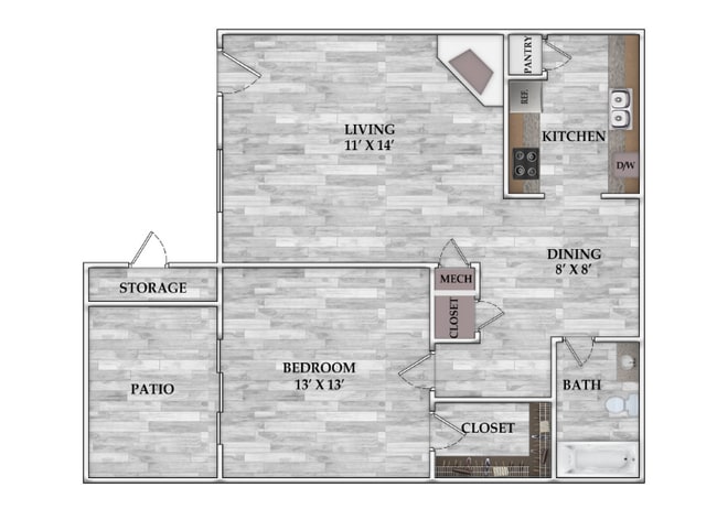 1x1 671 sf - Serena Oaks Apartments