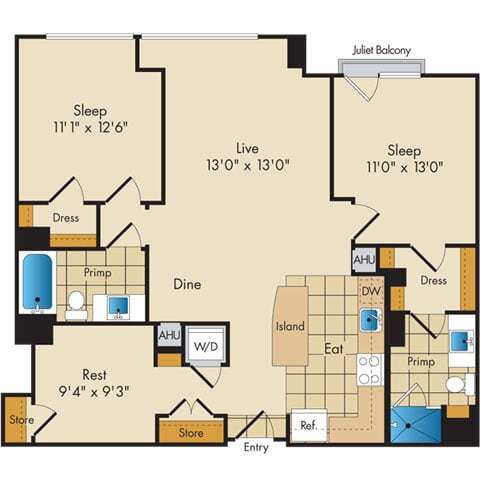Floorplan - Flats 130 at Constitution Square