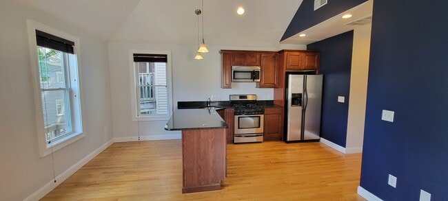 Kitchen and living room, vaulted ceilings - 46 Newport St
