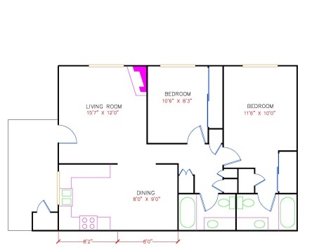 2BR/2BA - Copperwood Apartments