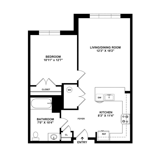 Bluebell - 1 Bed, 1 Bath, 646 sq. ft. - Oakwood Meadow Senior Residences