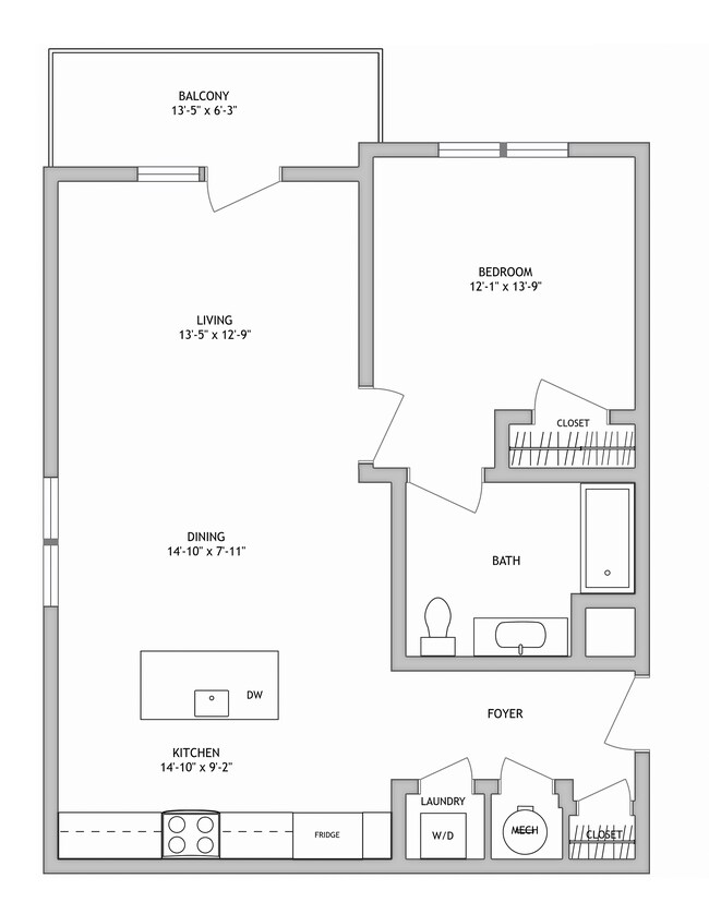 1 Bed 1 Bath B - 737 Sq. Ft - Aldon at Keys Crossing