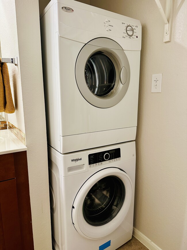 The washer and dryer are right in your unit - 7685 Northcross Dr