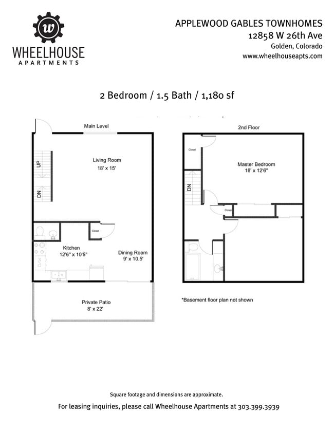 2BR/1.5BA Townhome - Applewood Gables Townhomes