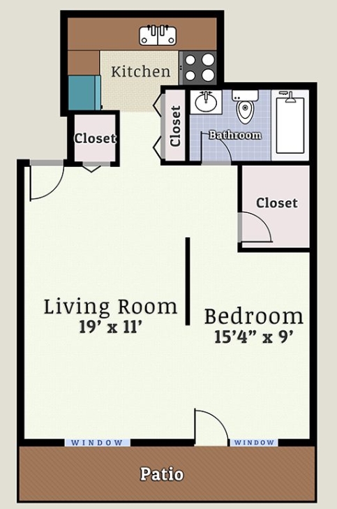 Junior One Bedroom - Woodmere Apartments
