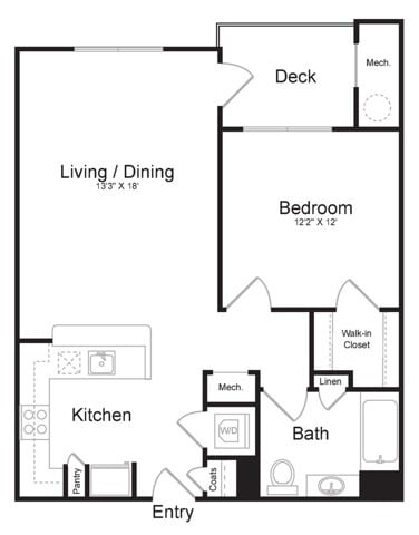 One Bedroom One Bath (754 SF) - Terraces on the Hudson