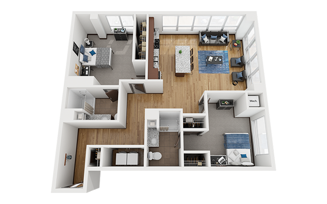 The Bridges Dinkytown B11 2x2 Floor Plan - The Bridges Dinkytown