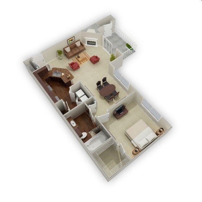 1BR/1BA 3D - Vue 360