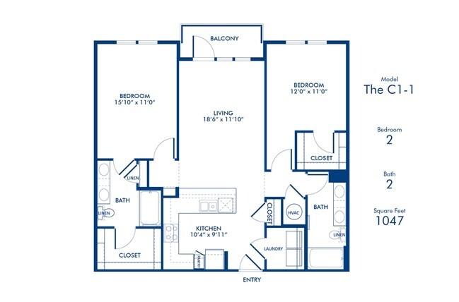 2BR/2BA - Camden Southline