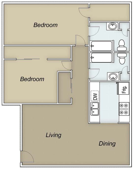 2 BD/2 BA - Estates at Spring Branch