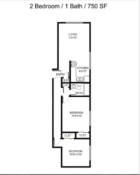 Explore this chic two-bedroom apartment layout, perfect for modern living. - Jefferson Park