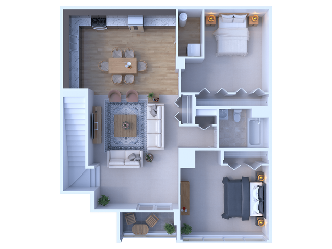 2 Bedroom / 1 Bathroom Penthouse - 1,394 - Apartments at River View
