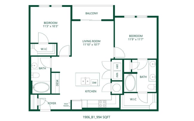 1906_b1_994-sqft.jpg - The 1906 at Bishop Ridge