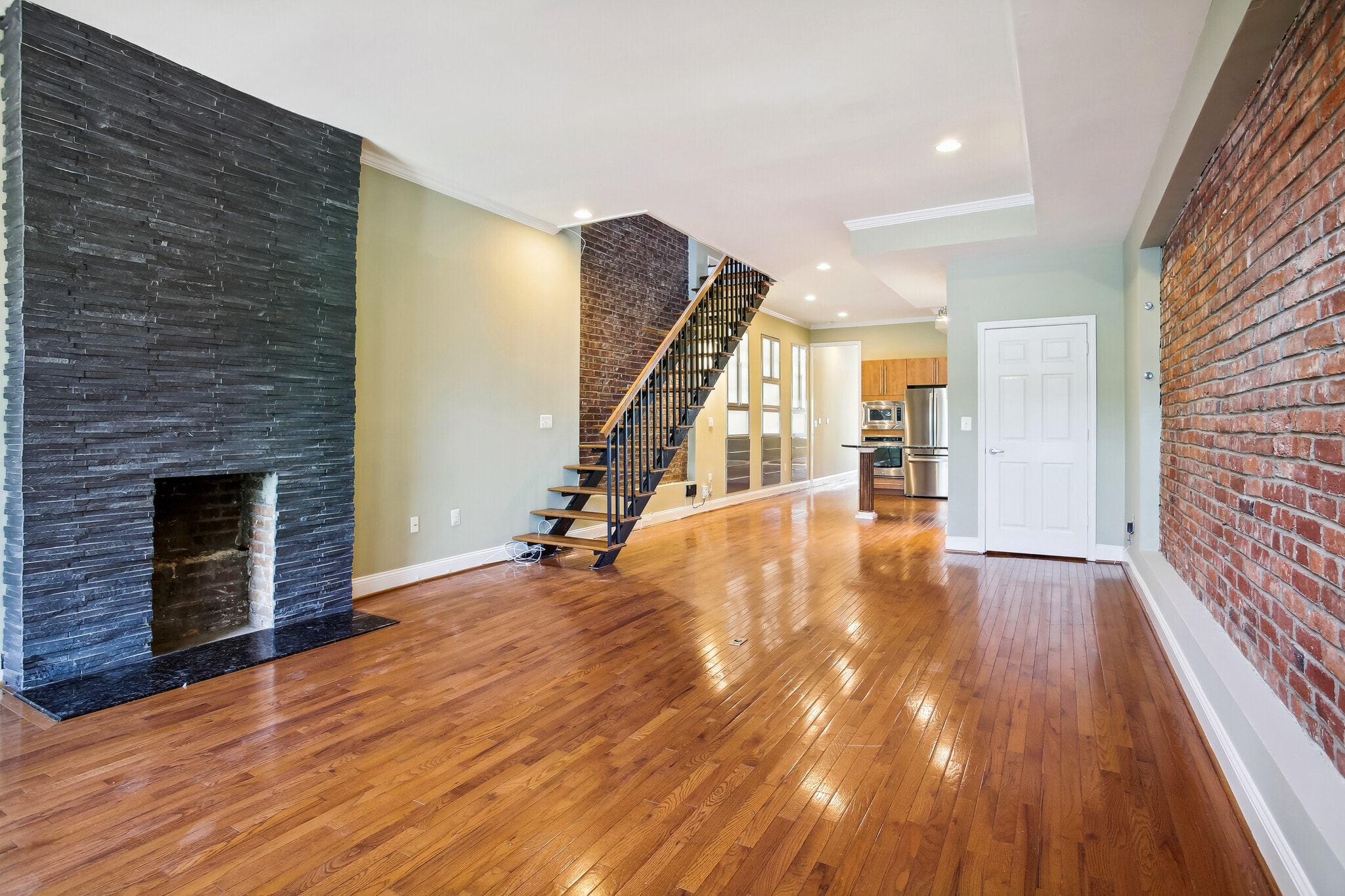 Living room with with floating staircase - 76 R St NW
