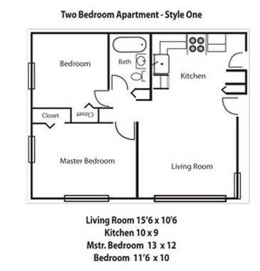 Two Bedroom Apartment - Style One - Franklin Village