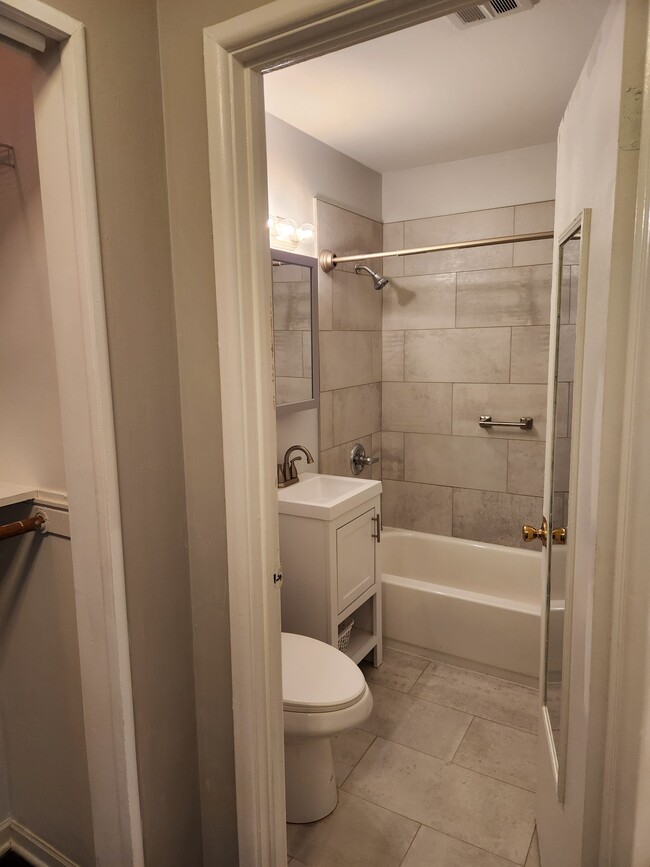 Bathroom has towel racks & bathtub grab bar - 8345 S King Dr