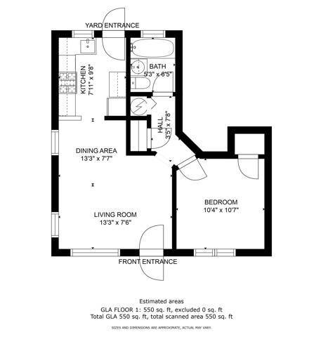 1 Bedroom Floor Plan - Robinson Flats