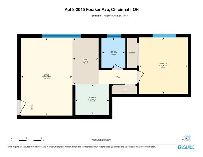 1x1 Floorplan - Foraker & Section