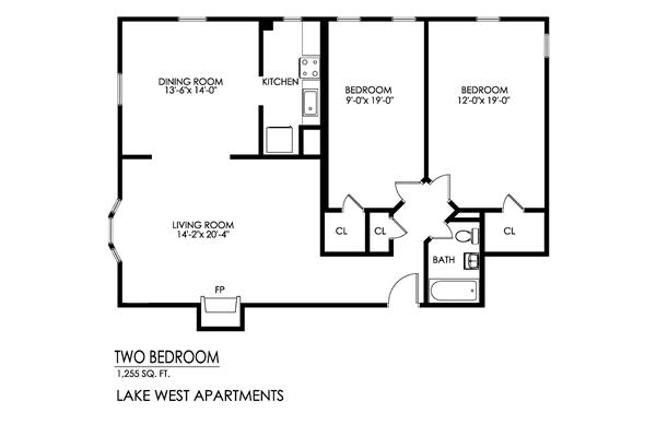 2BR/1BA - Lake West