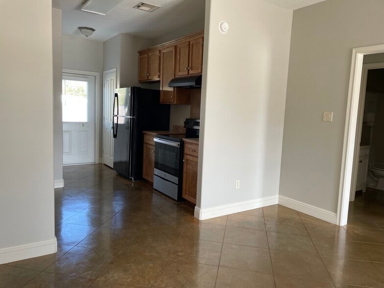 Kitchen view from living - 608 John Stine Rd